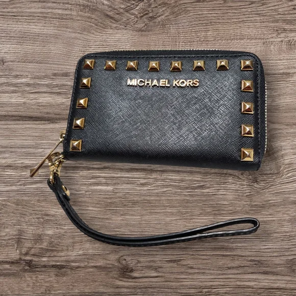 Michael Kors | Bags | Michael Kors Black Studded Wristlet  display picture 2